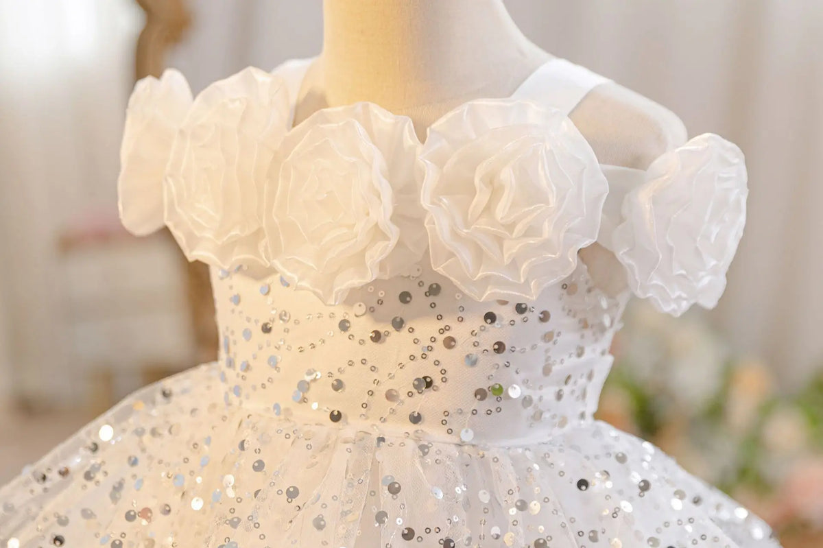HETISO Flower Girls Sequins Birthday Wedding Party Ball Gowns Kids Child Formal Pageant Holiday Dresses 1-6 Years