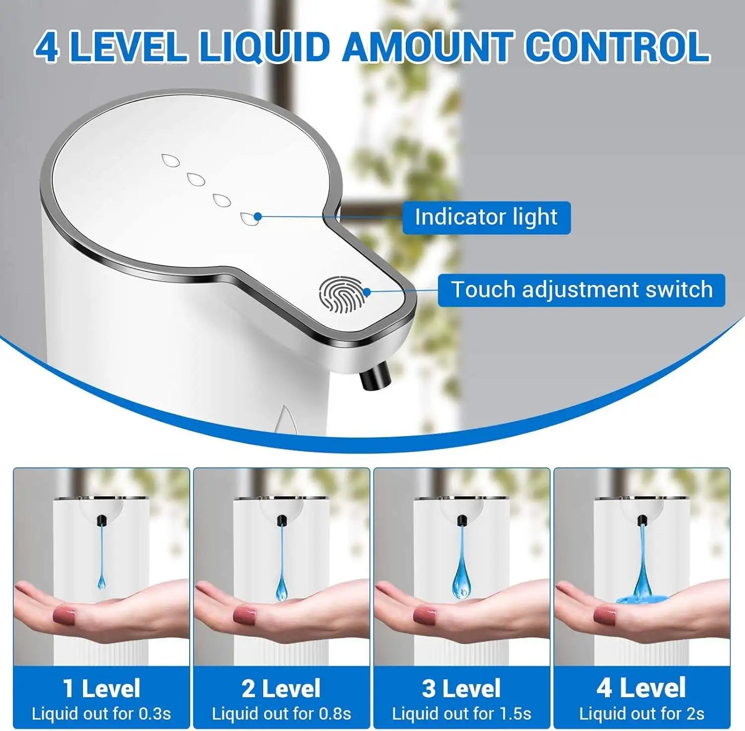 Dispensador de jabón automático sin contacto con sensor inteligente de 350 ML de capacidad para mesa o pared, bomba de desinfectante de manos para cocina y baño