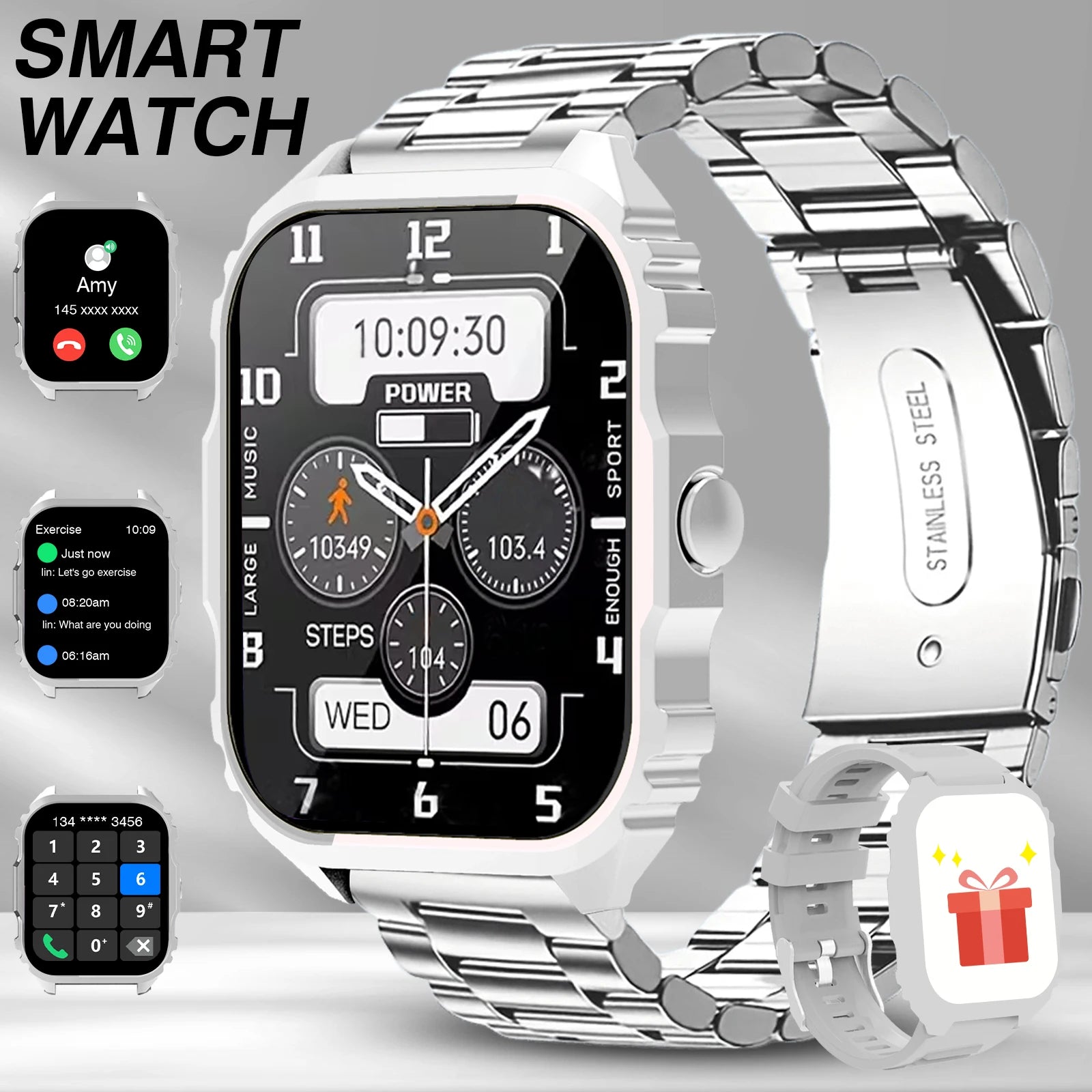 New Smart Watch 1.84 Inch HD Full Touch Screen Display Wireless Call,Answer Phone Watch,Multiple Sports Modes Outdoor Information Reminder Weather Display Music Control Photo Control, Suitable for Iphone & Android