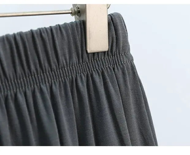 Modal Wide Leg Casual Pants - High Waist Lounge Trousers
