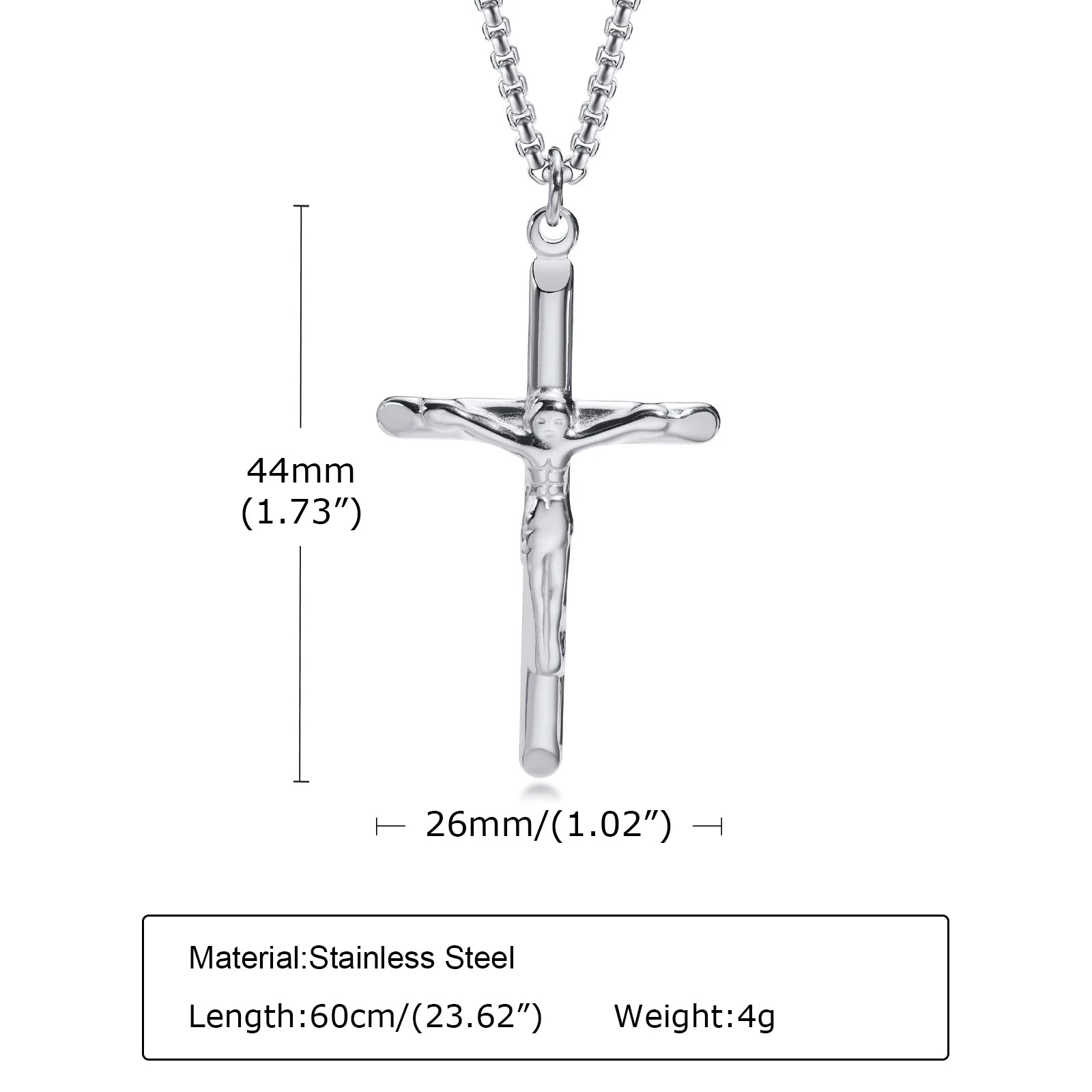 Stainless Steel Cross Necklace For Men, Christian Jesus Pendant Necklace, Catholicism Religious Faith Jewelry Easter Gifts