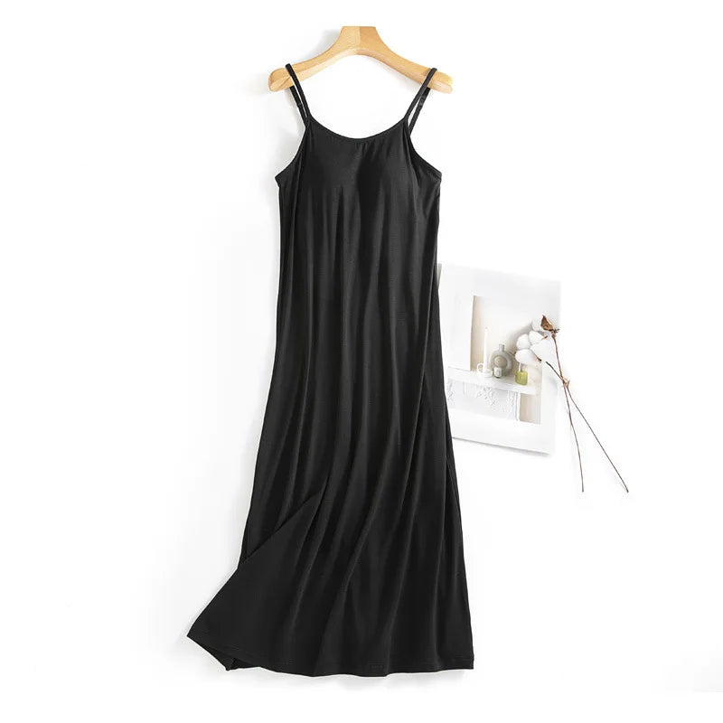 Nightgown Woman Nightie Big Size Chest Pad Modal Home Wear Nightdress Sexy Sling Nightshirt Summer Sleepwear House Dresses