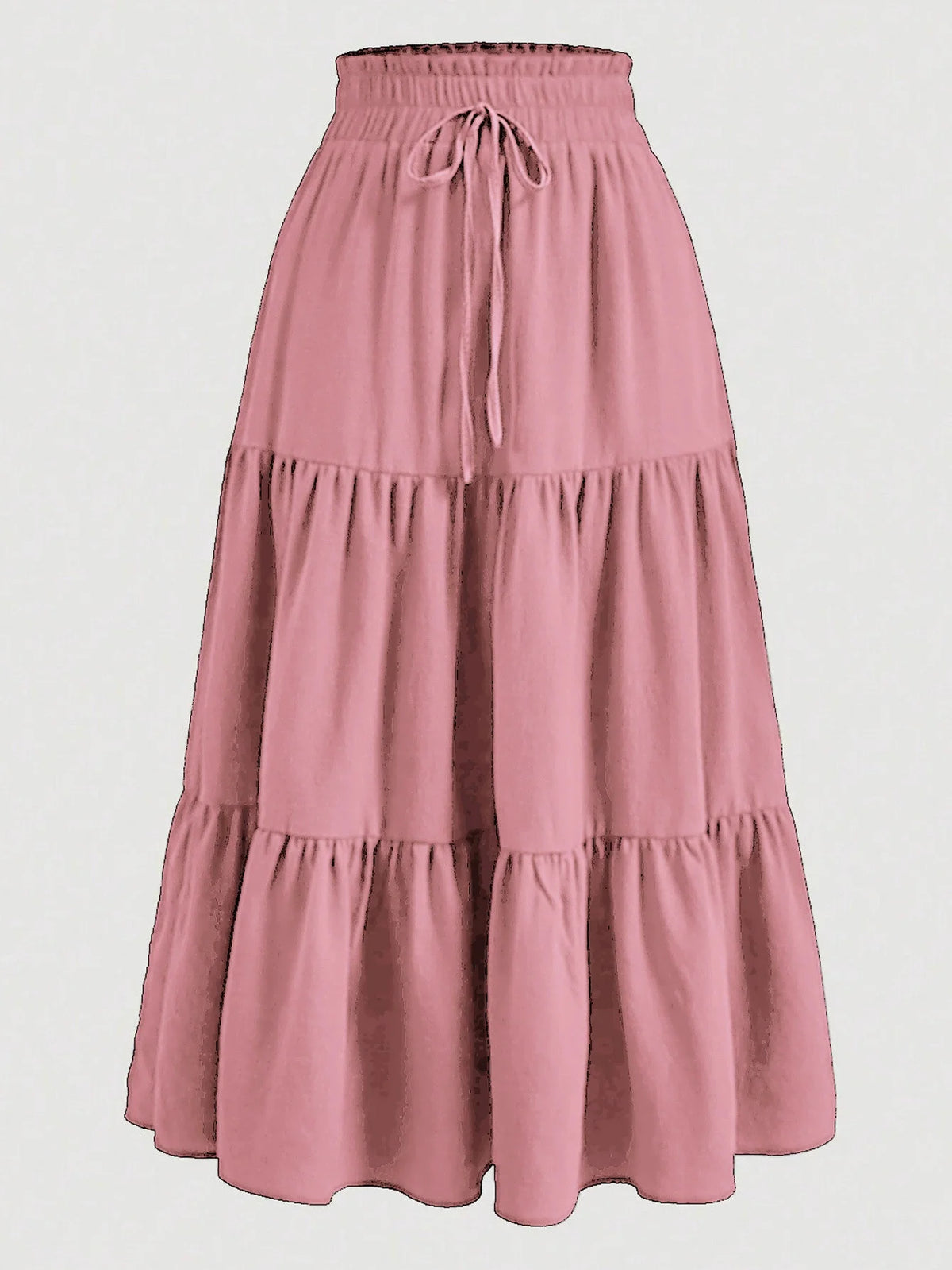 1PC Women's Summer Solid Color Bohemian A-line Midi Skirts 2026 New Female Vacation Casual Loose Faldas
