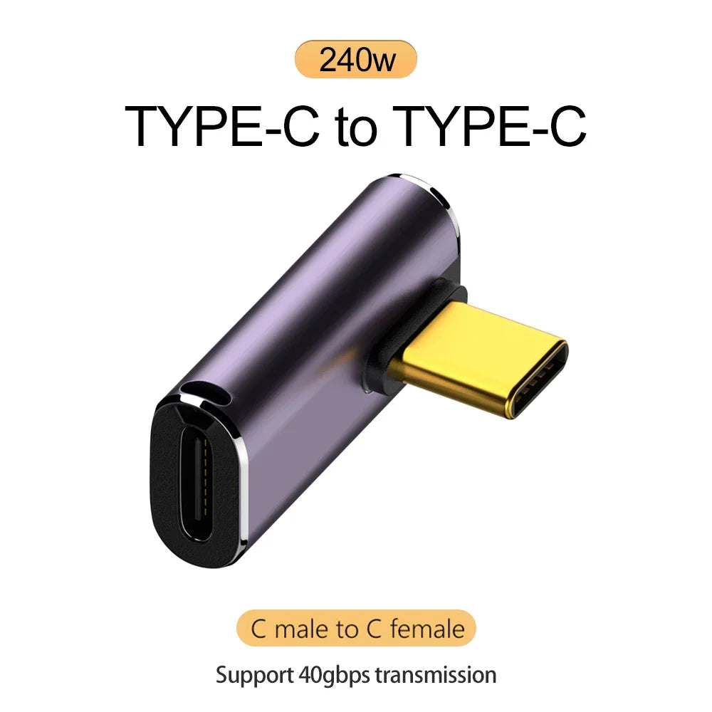 USB 4.0 PD 240W 8K USB-C Adapter – 40Gbps OTG Male to Female Connector