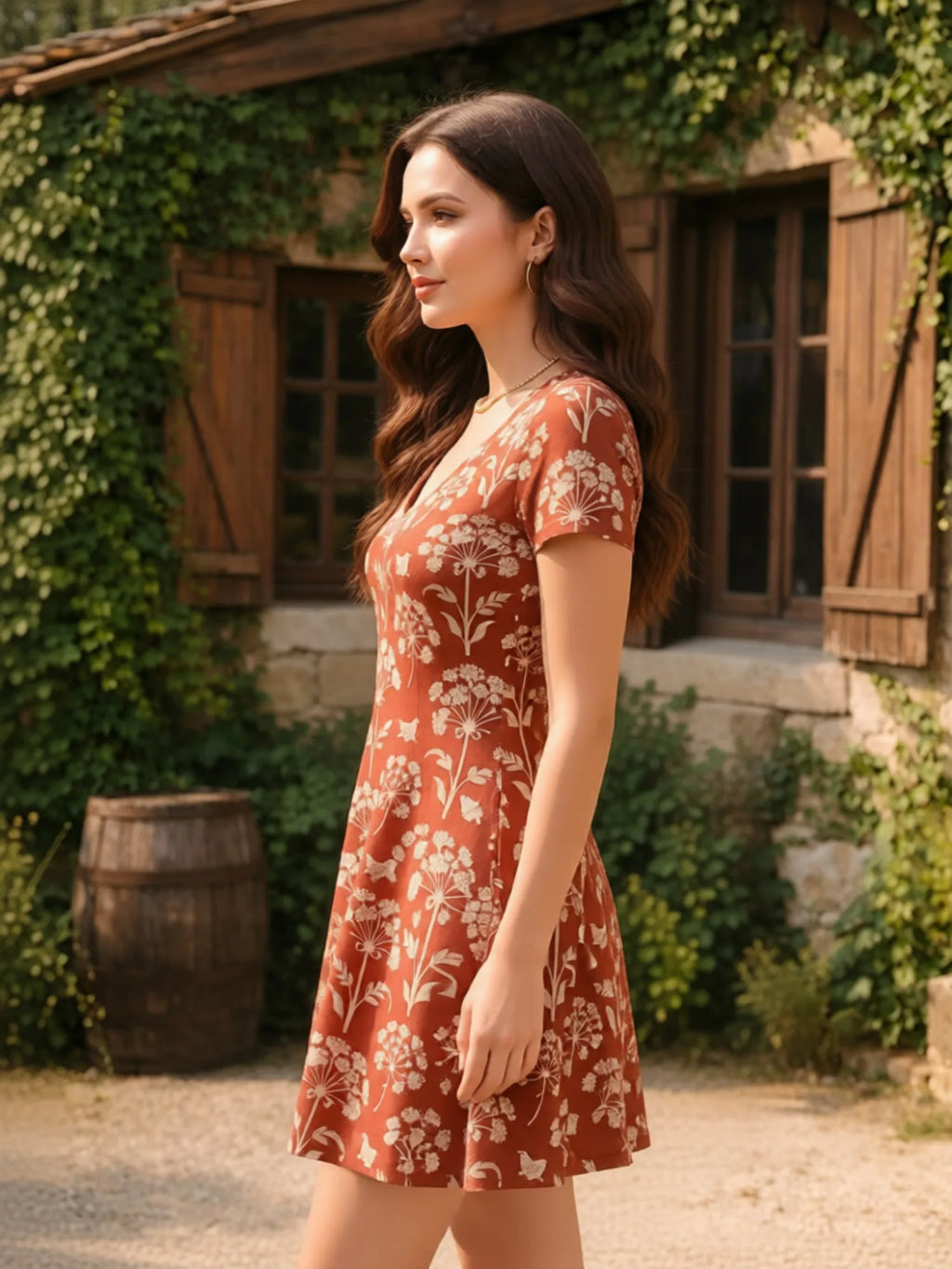 Womens V Neck Short Sleeve Floral A Line Mini Dress Casual Vacation Weekend Sundress Outfit Relaxed Easy Wear Fashion Charm Cute
