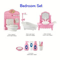 Dollhouse Furniture Set Accessories Doll House Mini Furniture Pretend Play Bedroom Living Room Bathroom Kitchen Kids Birthday