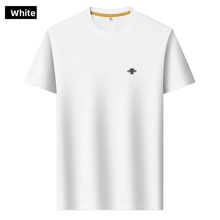 New Luxury Brand Men's T-shirt O-Neck Cartoon Bee Embroid Short-sleeve Breathable Seamless Half-sleeve Summer Fashion Menswear