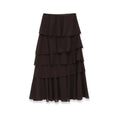 Vintage Tiered Brown Party Commute Modern High Street Long Skirt Elegant Streetwear Fashion 2026 Spring Female Skirt