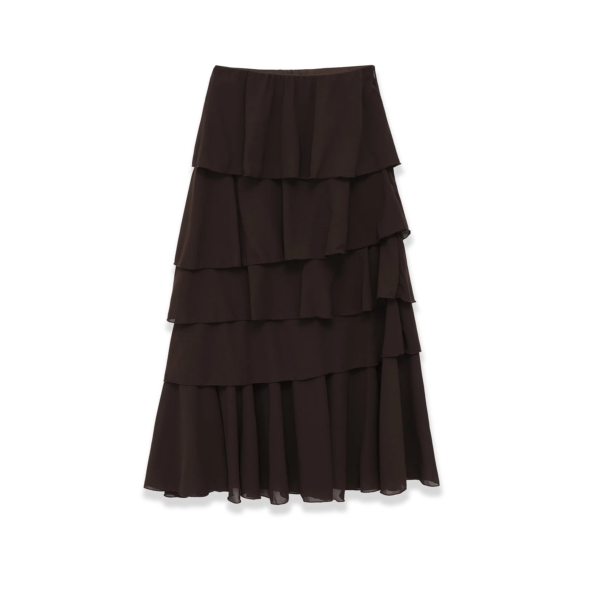 Vintage Tiered Brown Party Commute Modern High Street Long Skirt Elegant Streetwear Fashion 2026 Spring Female Skirt