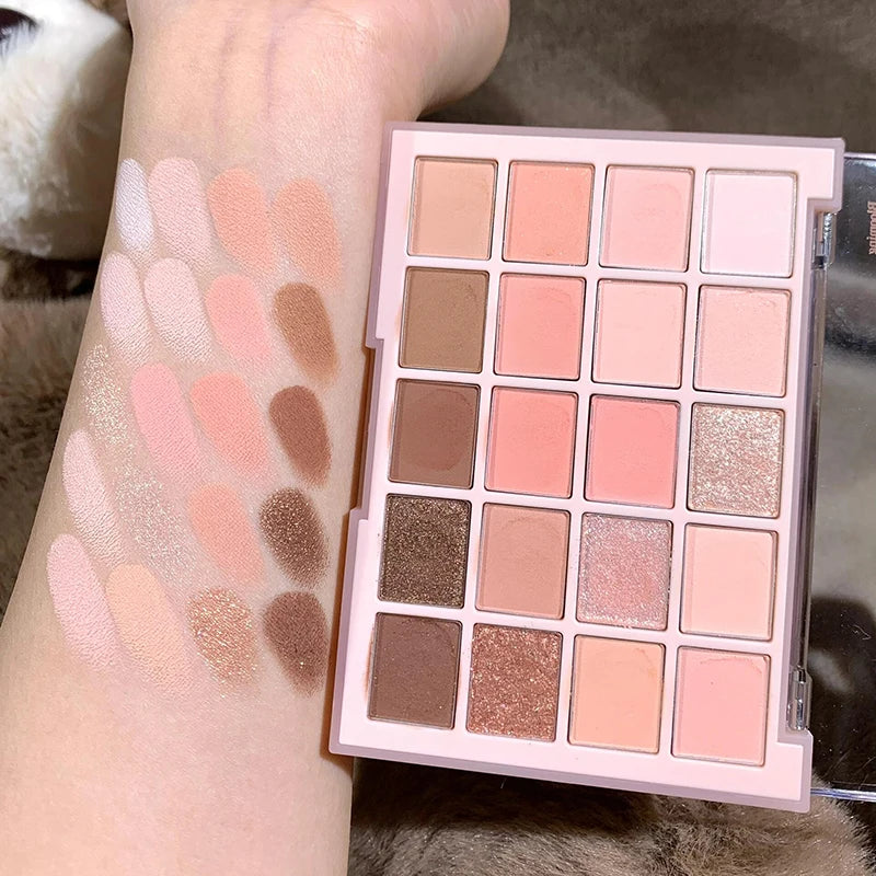 DIKALU 20-Color Korean Low Saturation Eyeshadow Tray Matte Waterproof Brown Pink Eye Shadow Palette Long-lasting Daily Makeup