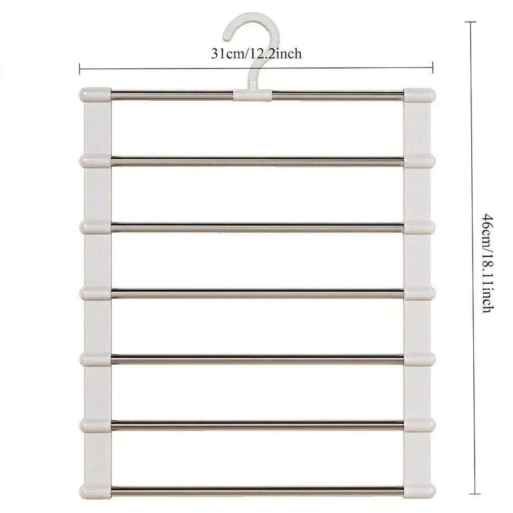 Multi-Layer Pants Hanger Space Saving Closet Organizer Foldable Trousers Clothes Rack Wardrobe Storage with Non Slip Clips