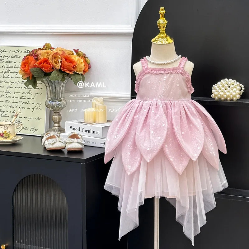 Girls Fairy Princess Dress Set | Petal Skirt & Headgear Costume
