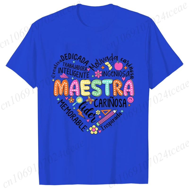 Spanish Maestra Women's T-Shirt Casual Short Sleeve Graphic Tee