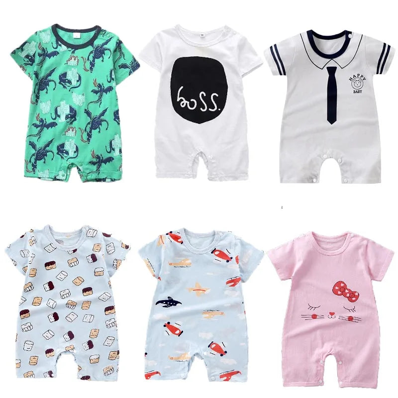 Baby Unisex Romper Jumpsuit - 100% Cotton Short-Sleeve Animal Print