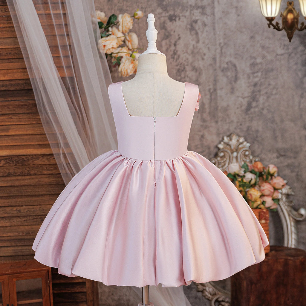 Summer Flower Bridesmaids Girls Dress Elegant Birthday Party Princess Prom Dresses Girl Gala Bow Baptism Wedding Evening Costume