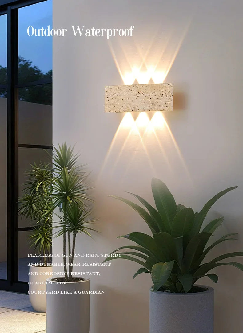 Wabi-sabi LED Wall Lamp Garden Light Stone IP65 Outdoor Waterproof Bedside Retro Sconces Lighting Fixture Home Decoration Indoor
