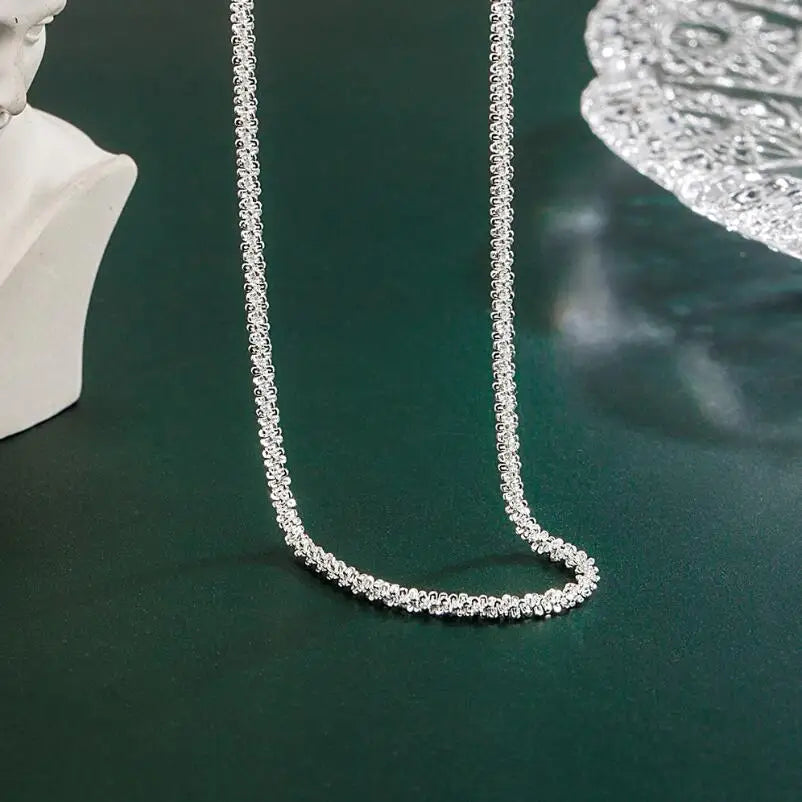 Italian 925 Sterling Silver Sparkling Clavicle Chain Shiny Choker Exquisite Necklace For Women Girls Fine Jewelry Wedding Gift