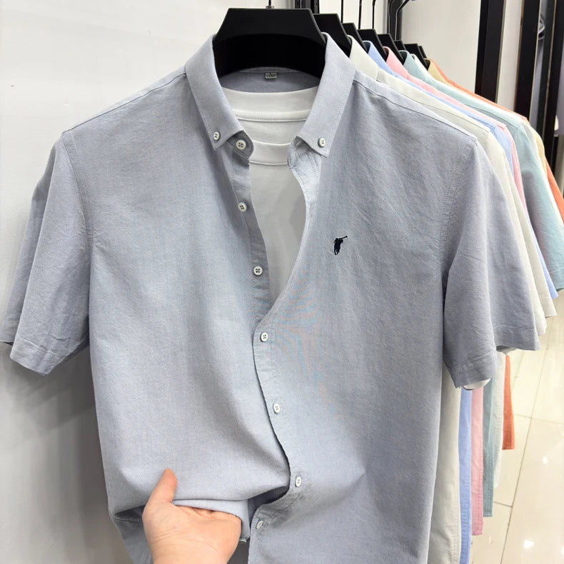 100% pure cotton short sleeve shirt summer new breathable men's T-shirt designer brand Paul Pony embroidery business casual top