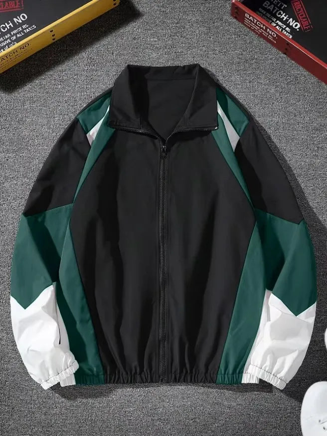 Men'S Color-Blocked Jacket, Lightweight, Casual, Travel, Windproof And Wear-Resistant, High-Quality Fabric, Boyfriend