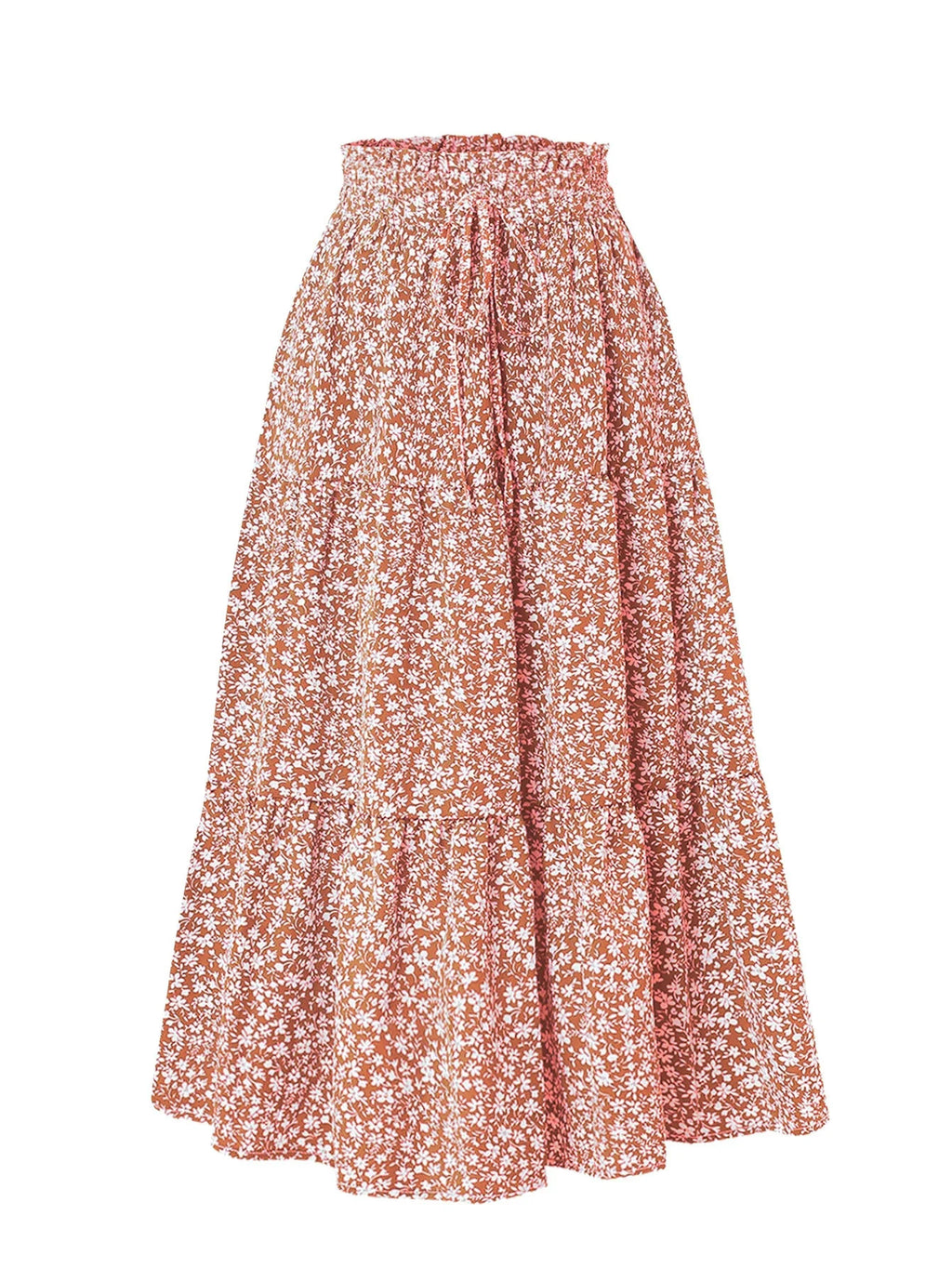 1PC Women's Summer Solid Color Bohemian A-line Midi Skirts 2026 New Female Vacation Casual Loose Faldas