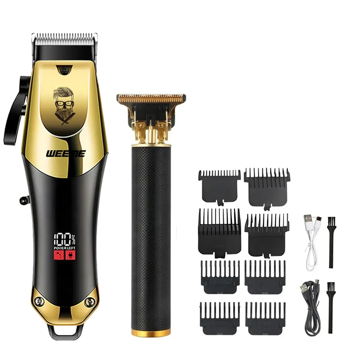 Vintage Men's Electric Hair Clipper Rechargeable Beard Trimmer with Foot Hair Trimmer Kit USB Fast Charging Hair Clipper