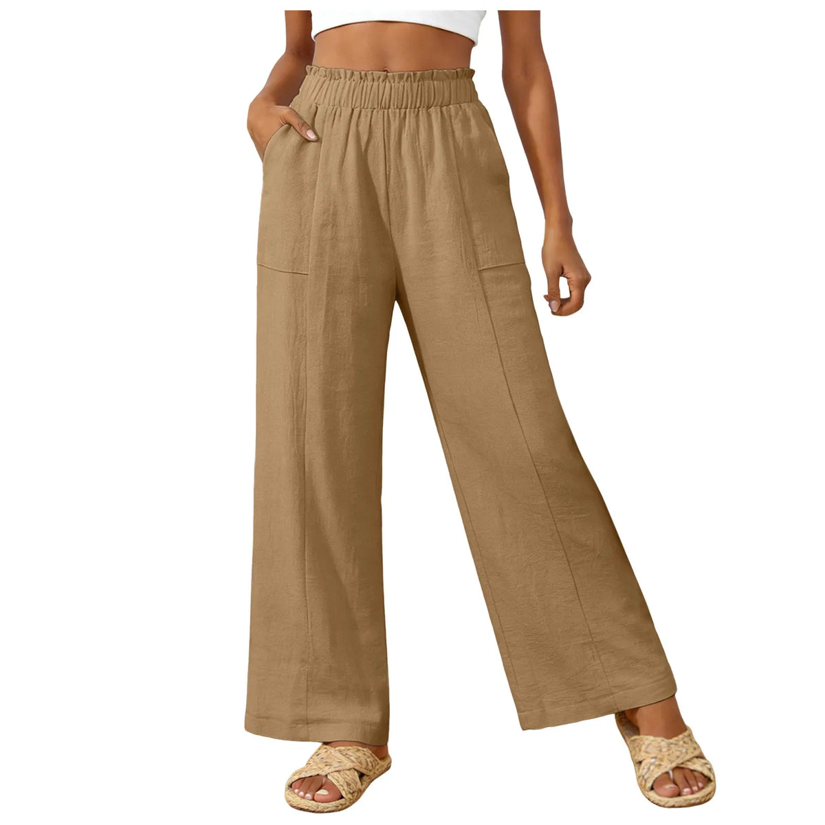 Women's Wide Leg Pants High Waist Loose Casual Trousers with Pockets