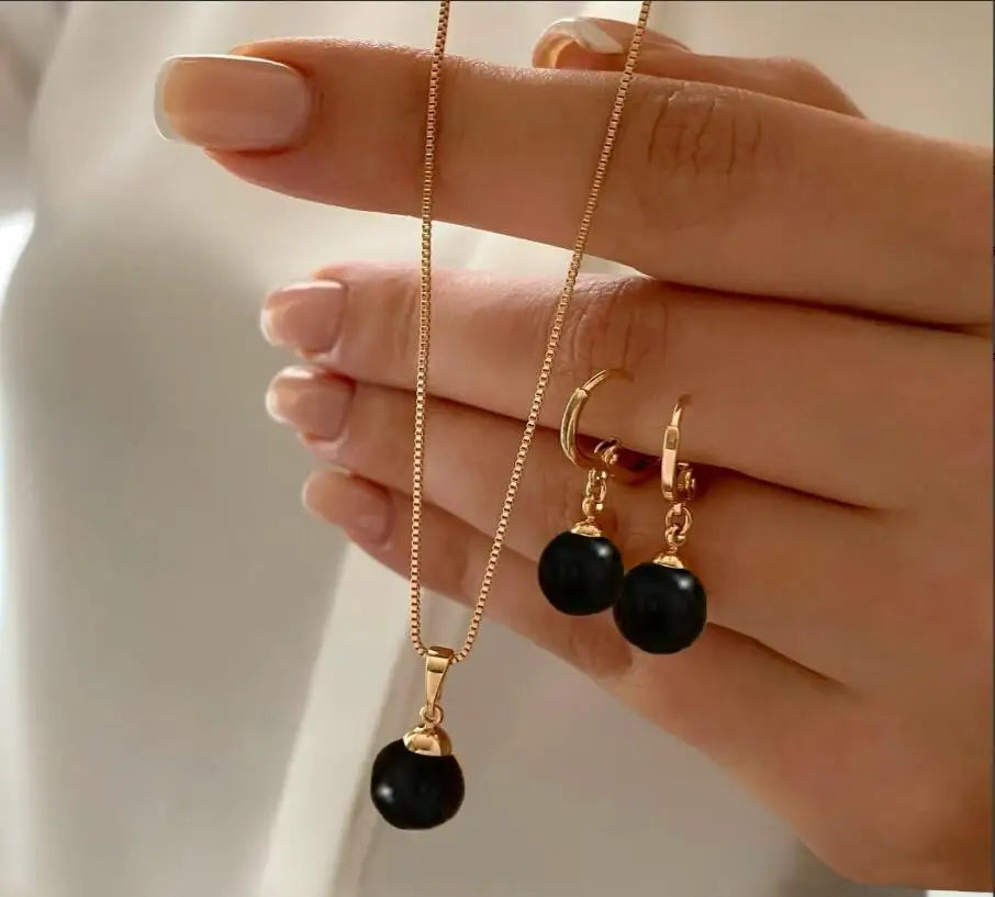 Fashion Pearl Jewelry Set For Women'S Dangle Earrings Pendant Necklace Dainty Daily Wear Outfit Accessories