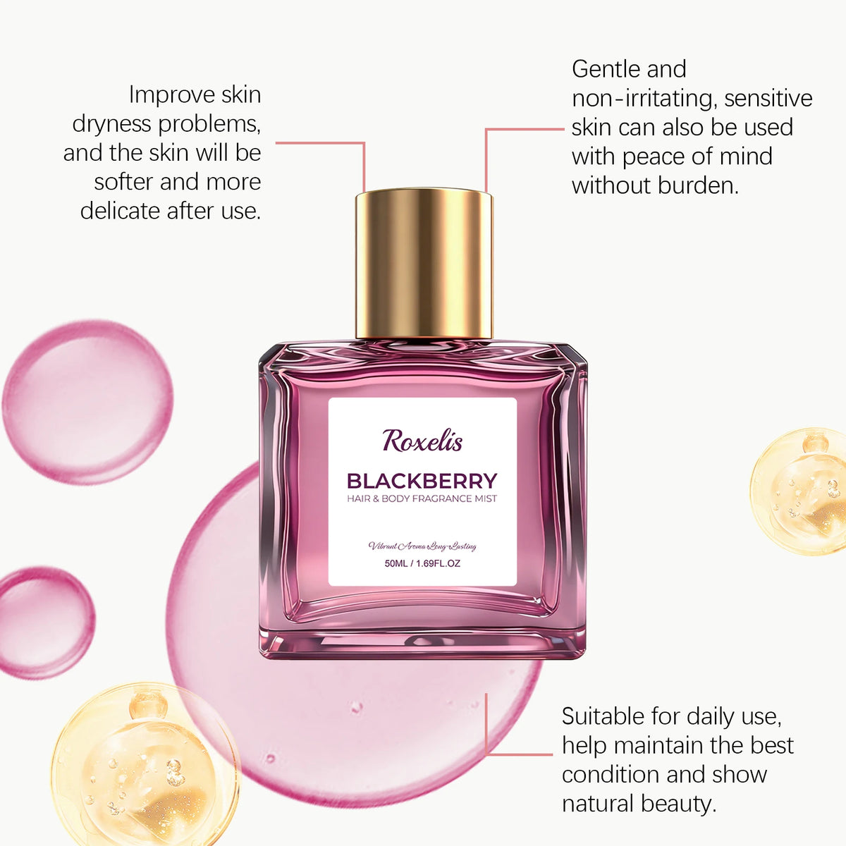 Blackberry Perfume Elegant Fragrance Long-lasting Scent Daily Portable Fresh Aroma for Women Moisturizing Skin Non-sticky