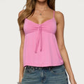 Solid Coquette Front Tie Spaghetti Strap Tank Top Women Loose Flowy Summer Sleeveless Cami Top Y2k Streetwear