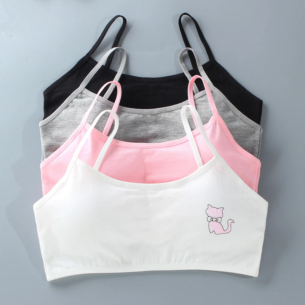 5PCS/Lot Teeange Girls Small Training Bras Purbery School Girl Sports Bra Children Detachable Chest Pad Underwear Kids Tube Tops