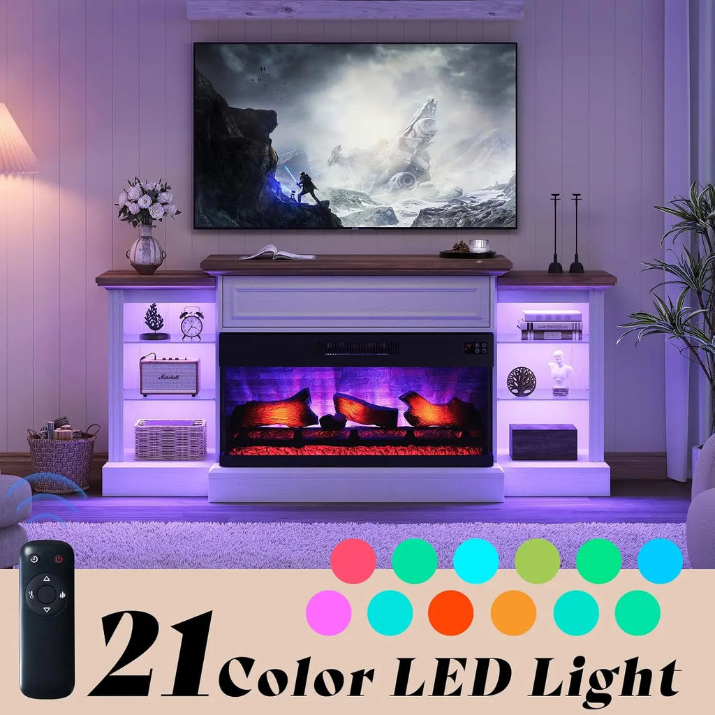Farmhouse 70" Fireplace TV Stand with 36" Electric Fireplace | 3-Sided Electric Fireplace, Media Entertainment, Customized