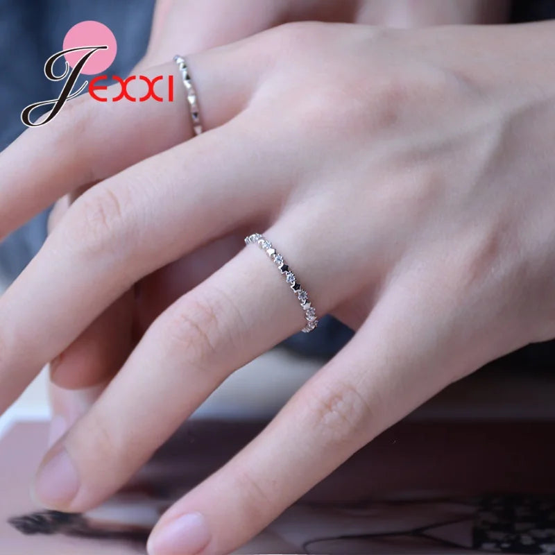 Luxury Original Delicate Solid 925 Silver Needle Stars Finger Ring Authentic Real Clear Cz Jewelry For Women'S Wedding