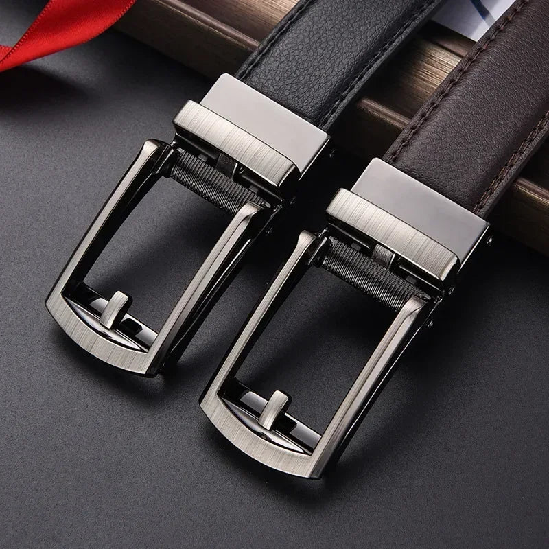 Men's Click Belt Business Luxury Designer Brand Genuine Leather Belts Jeans Automatic Adjustable Alloy Buckle Waist Straps Belts