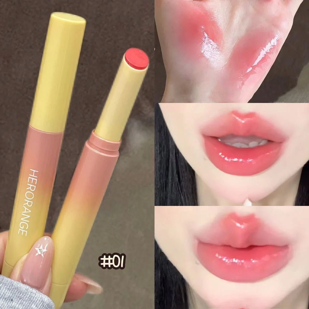 Clear Water Light Solid Lip Gloss Jelly Watery Pink Lipstick Pencil Moisturising Mirror Shimmer Korean Lips Makeup Cosmetics
