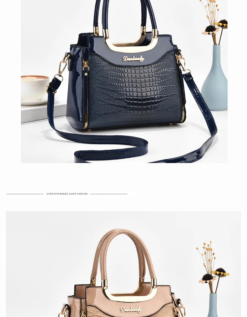 Stylish senior crocodile print women's handbag, temperament all large capacity single shoulder crossbody bag