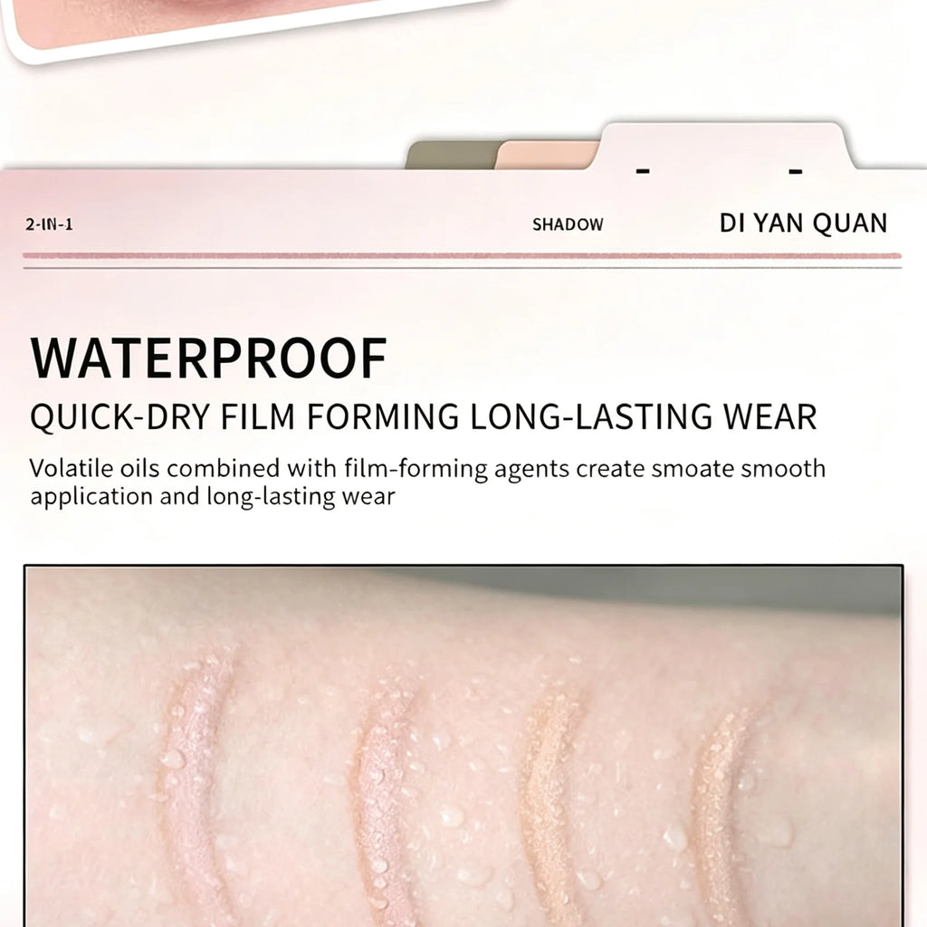 Korean 2 in 1 Ended Lying Silkworm Pen,Bionic Shading Highlighting,Instant Big Eye Effect,Smooth&Smudgeproof&Waterproof,Flat Tip