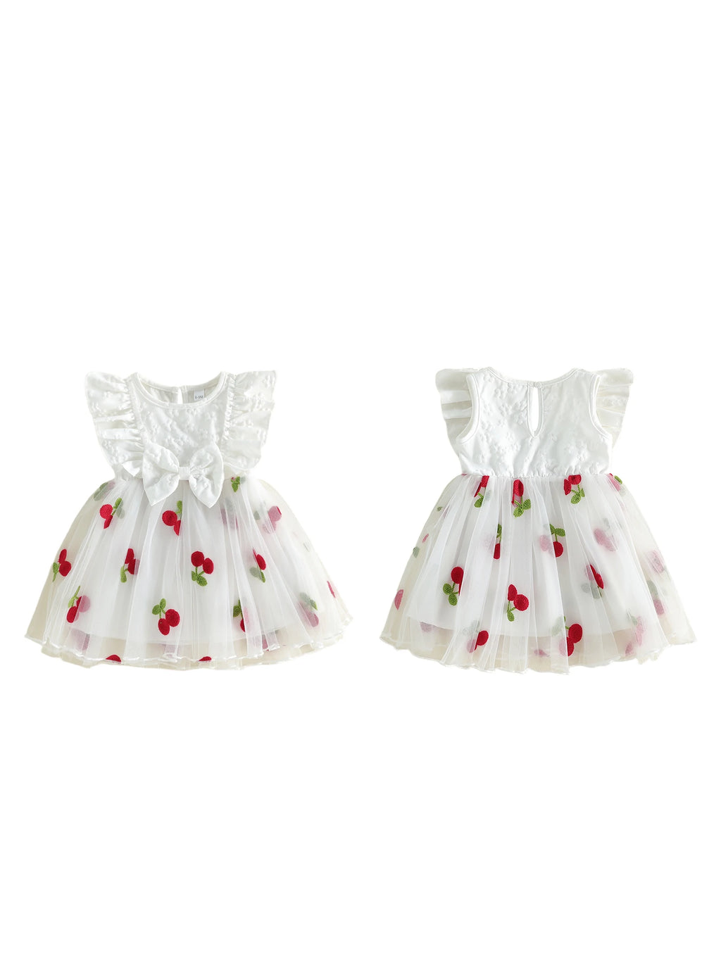 Citgeett Summer Toddler Girls Dress Embroidered Layered Tulle Bowknot Fly Sleeve Casual Dress Clothes