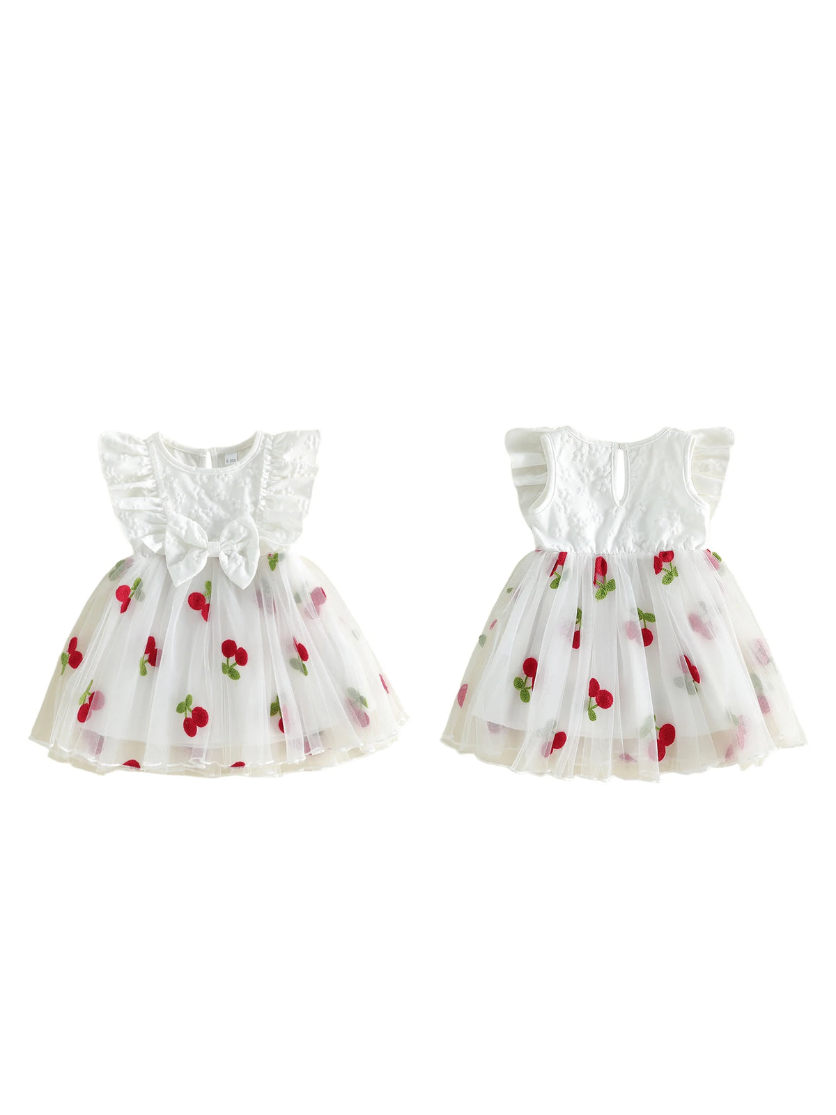 Citgeett Summer Toddler Girls Dress Embroidered Layered Tulle Bowknot Fly Sleeve Casual Dress Clothes