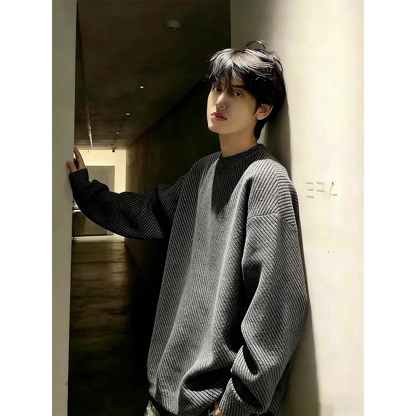 Men's round Ne Fce Lined Thi Long Sve Sweatirt Winter Casual Vintage Sle T-irt Comfortable Loose Fit Cotton P...