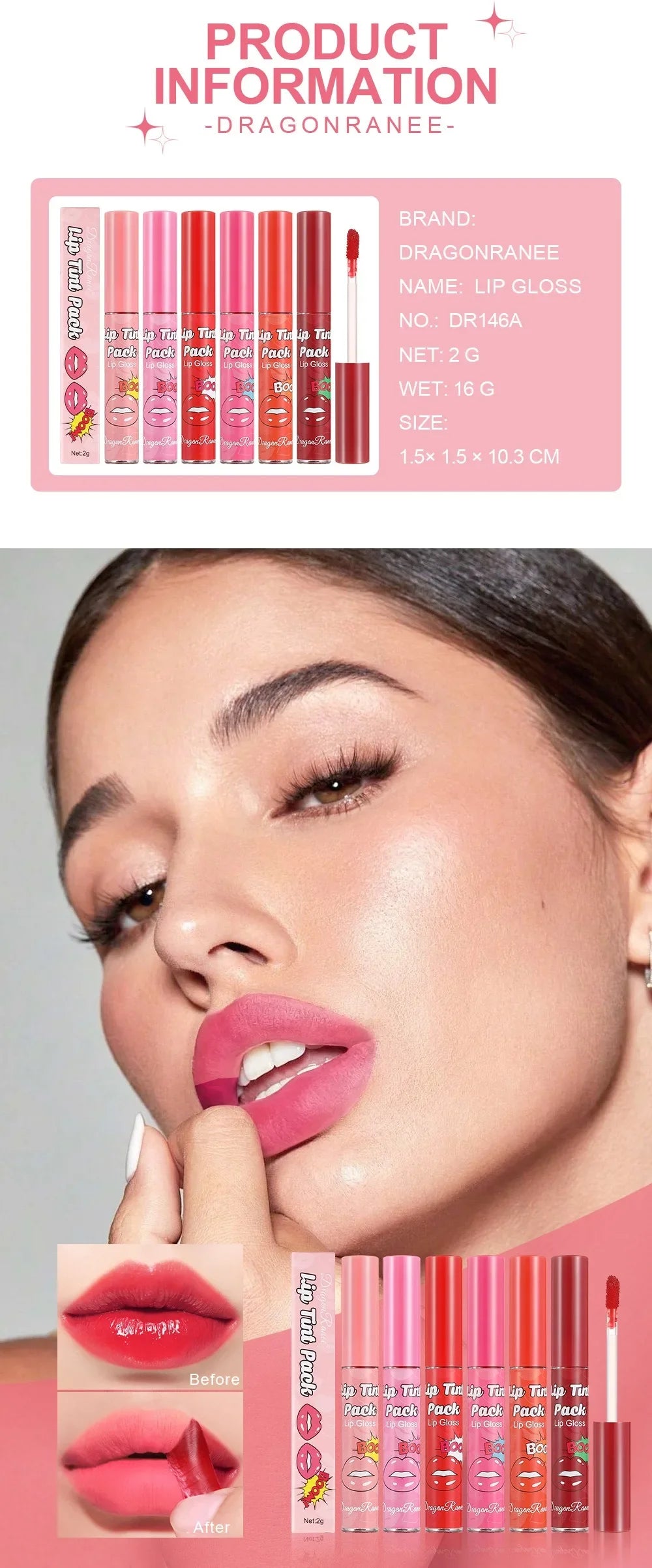 Dragon Ranee Peel-Off Lip Stain - Waterproof Matte Liquid Lip Glaze