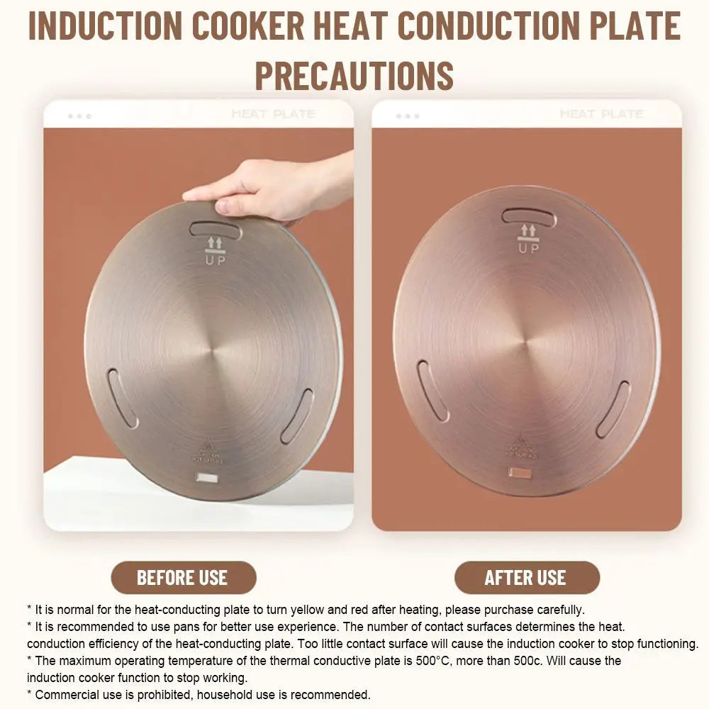 Placa de conducción de calor para cocina de inducciónPlaca difusora de calor de acero inoxidableAccesorio protector para encimera de cocina de inducción