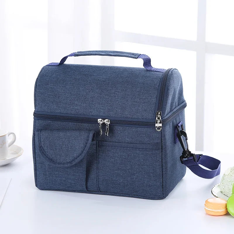 Bolsa de almuerzo reutilizable térmica aislada para mujeres y hombres, multifuncional, 8L, nevera y calentador, fiambrera a prueba de fugas e impermeable