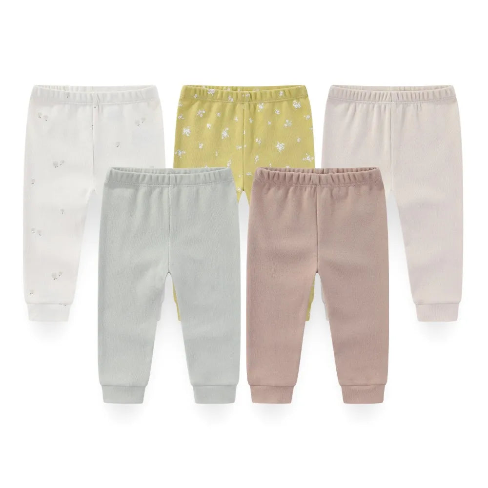 Kiddiezoom 5-Piece Baby Pants Set - 100% Cotton Unisex 0-12M