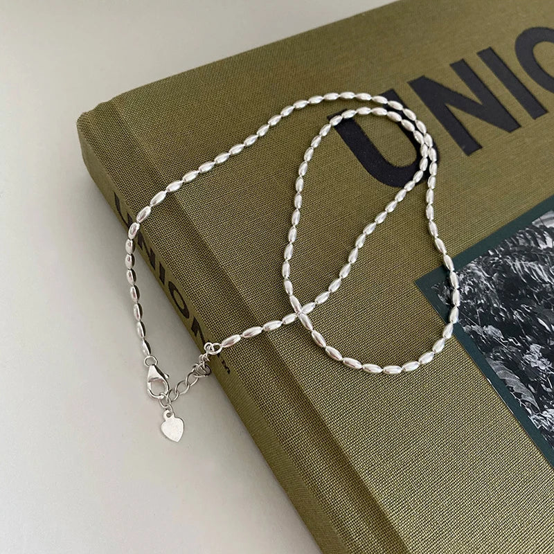 S925 Sterling Silver Necklace Beads Choker Shiny Delicate Collarbone Chain For Girl Wedding Fine Jewelry