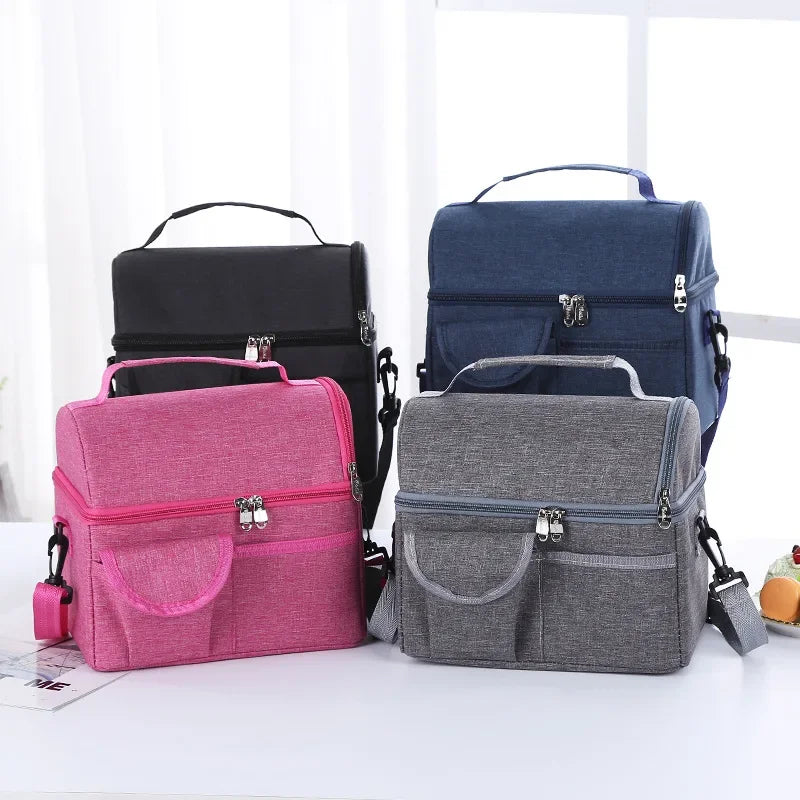 Bolsa de almuerzo reutilizable térmica aislada para mujeres y hombres, multifuncional, 8L, nevera y calentador, fiambrera a prueba de fugas e impermeable