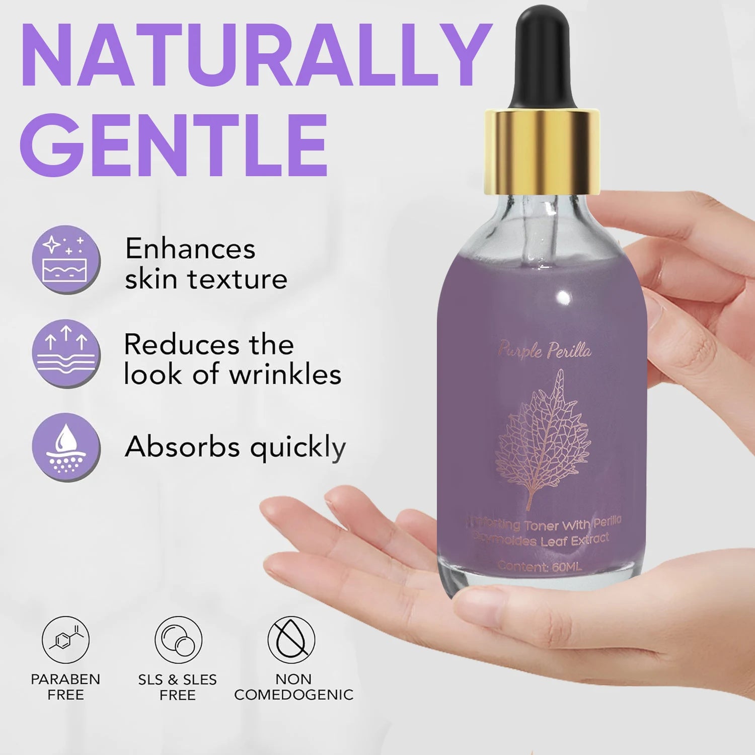 Amococo 2pcs Purple Perilla Calming Toner 60ml Each Soothing Essence for Sensitive Skin Helps Reduce Fine Lines Even Skin Tone K-Beauty