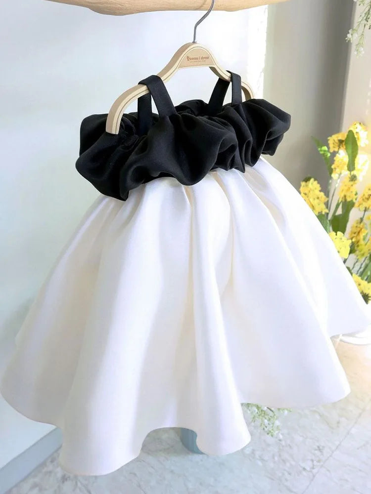 HETISO Girls Party Dresses First Birthday Children's Princess Ball Gown for Wedding Banquet Black White New Year Costume 1-12Y