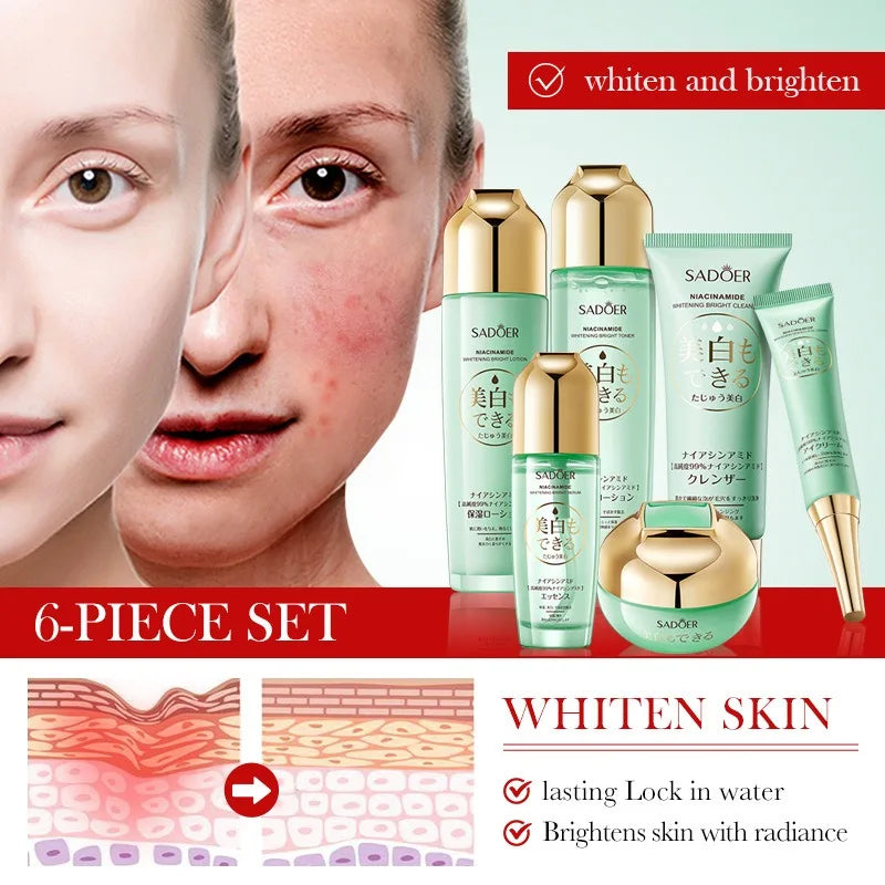 Niacinamide Whitening Skin Care Set Cleanser Toner Serum Eye Cream Face Cream Face Whitening Anti-Aging Wrinkle Skin Care