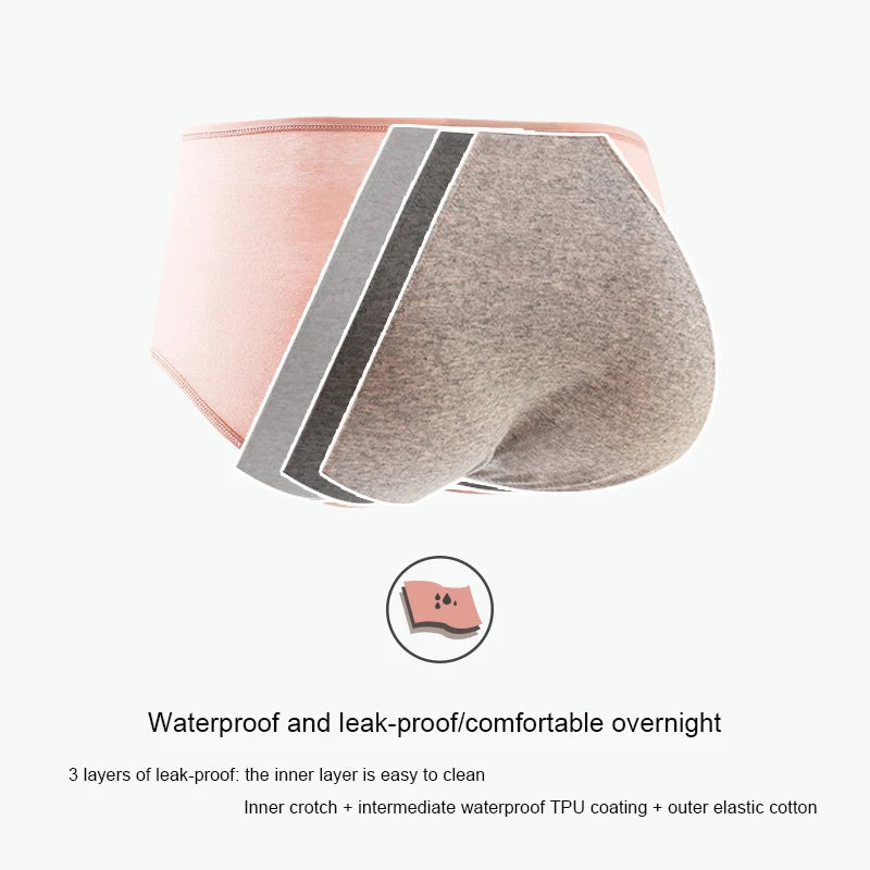 Cotton Menstrual Panties Leak Proof Breathable Cartoon cat Panties Woman Women Girls Physiological Pants Women's Intimates M-XL
