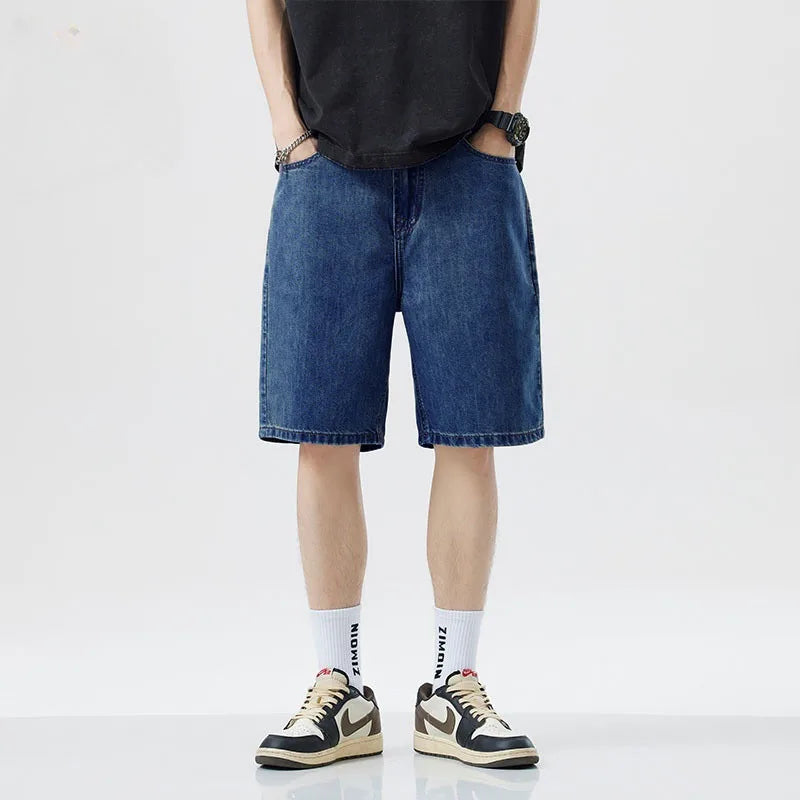 2026 New Summer Shorts Jeans Men Denim Pants Stretch Dark Blue Fashion Design Men's Jeans Slim Straight Male Short Jeans Hombre